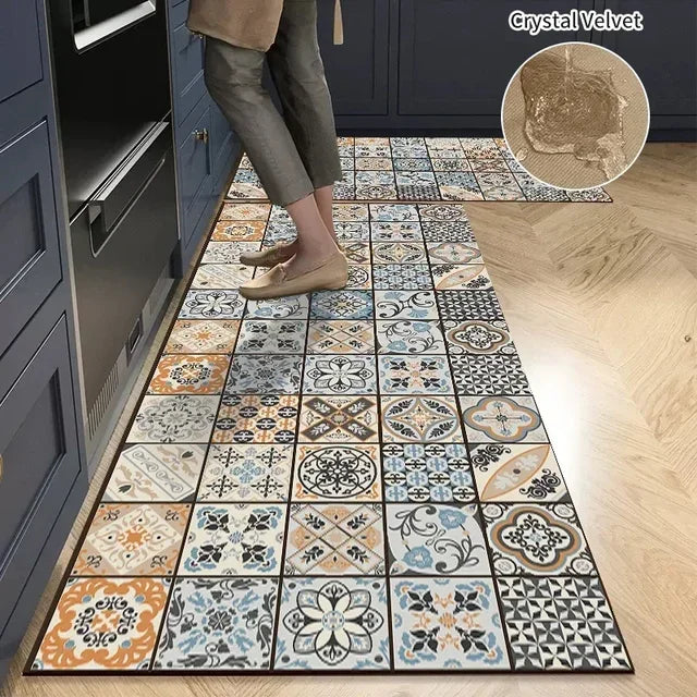 Kitchen Rug Absorbent Printed Non-slip Hallway Long Rug