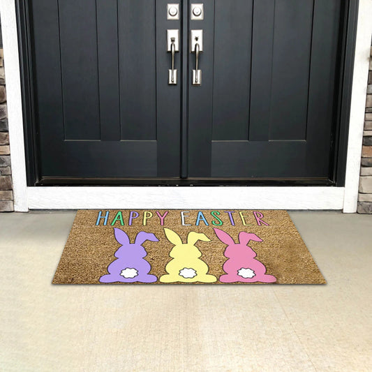 Easter Doormat Easter Eggs Rabbit Entryway Front Porch Rug