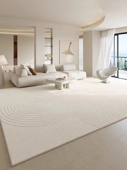 Minimalist Cream Carpet Artistic Lines Living Room Carpet