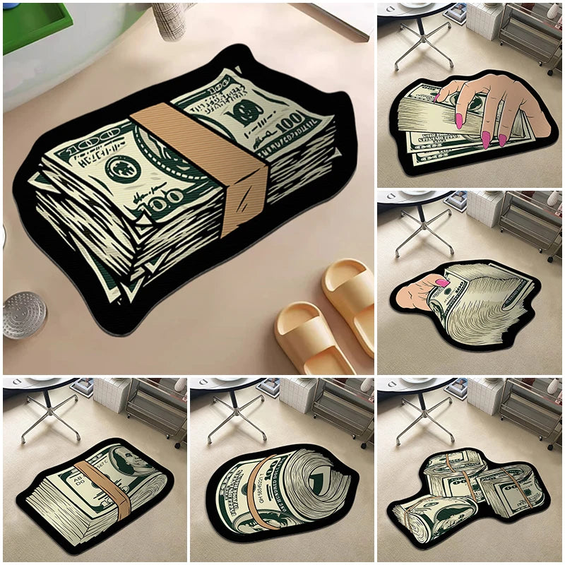 Money Cash Door Mat Creative Bath Mat Livingroom Floor Carpet