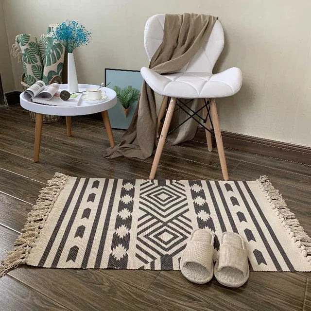 Cotton Tassel Home Weave Welcome Foot Pad Bedroom Study Room Floor Rug