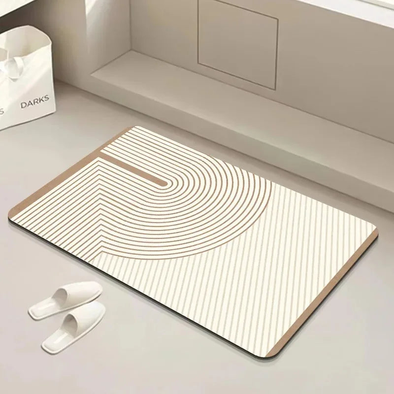 Geometric Diatomite Non-Slip Super Absorbent Bathroom Mat