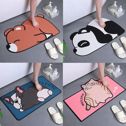 Cartoon Panda Bath Mat Super Absorbent Bathroom Mat