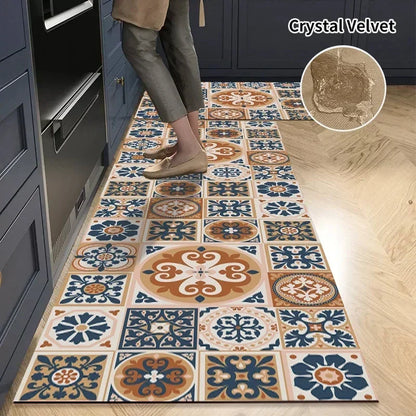 Kitchen Rug Absorbent Printed Non-slip Hallway Long Rug