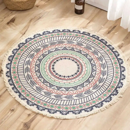 Mandala Round Nordic Bohemian Area Rugs Cotton Linen Tassels Rugs