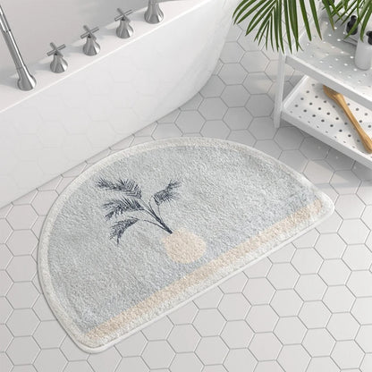 Plush Absorbent Bath Mat Morandi Style Semicircle Bathroom Rug