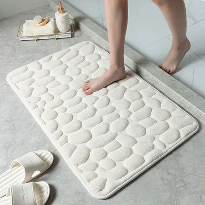 Cobblestone Embossed Bath Mat Non-slip Water Absorption Washable Mat