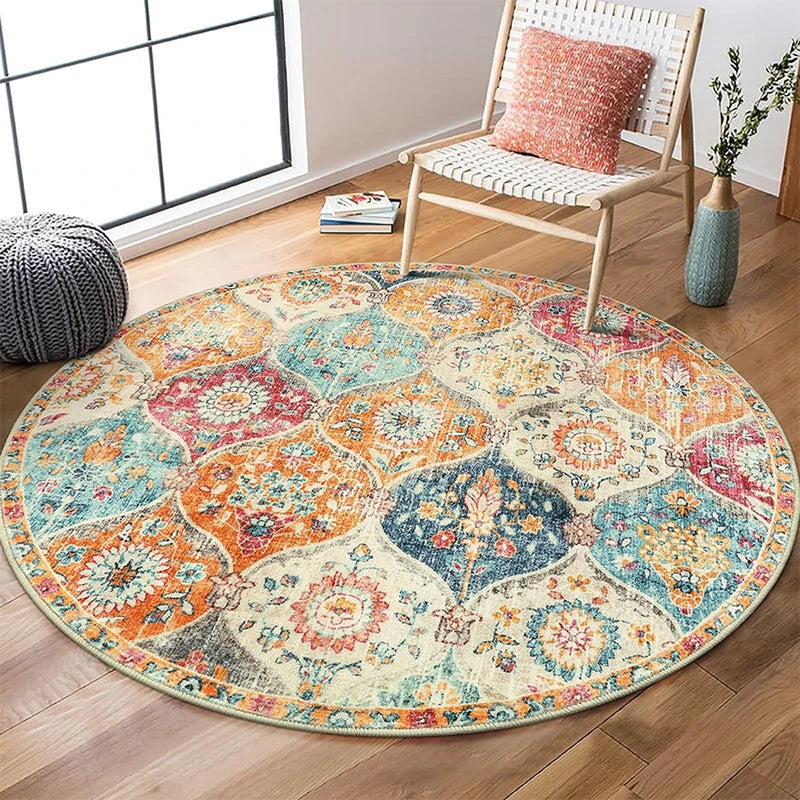 Bohemian Round Carpet for Living Room Anti Slip Super Soft Area Rug