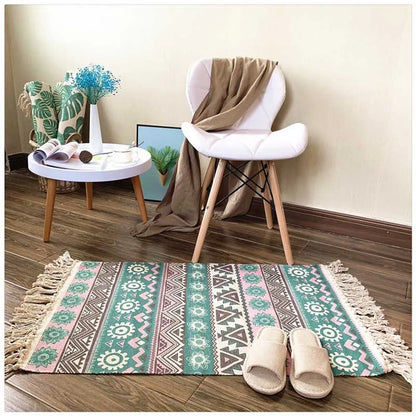 Cotton Tassel Home Weave Welcome Foot Pad Bedroom Study Room Floor Rug