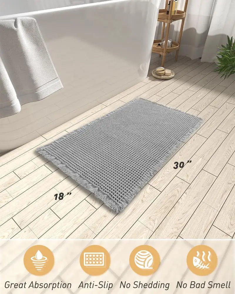 Bath Mat for Bathroom Super Absorbent Non Slip Machine Washable Mat