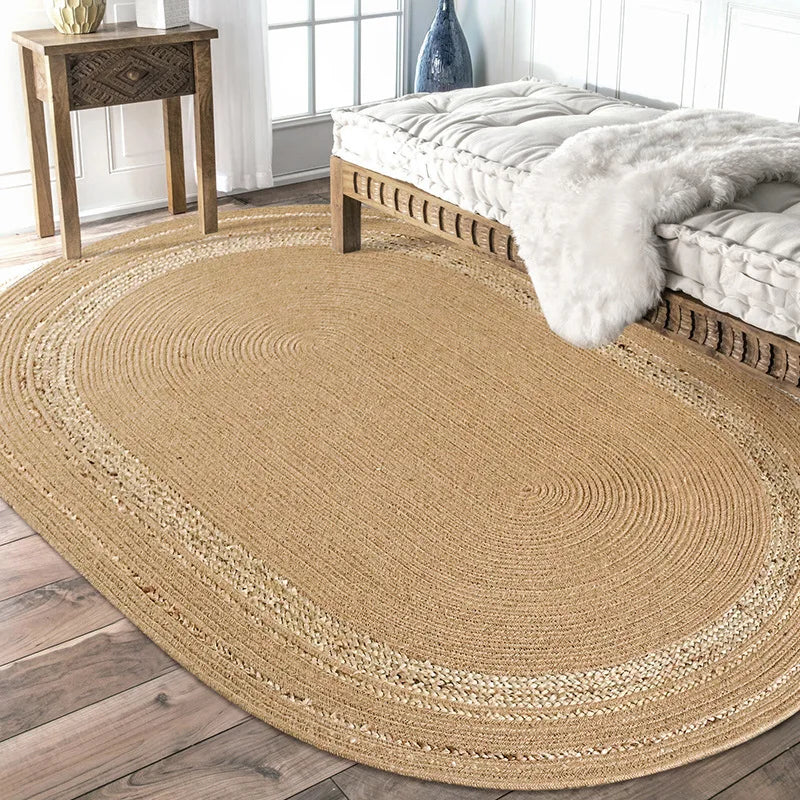 Natural Jute Hand Woven Rug Home Decoration Soft Wear Resistant Rug