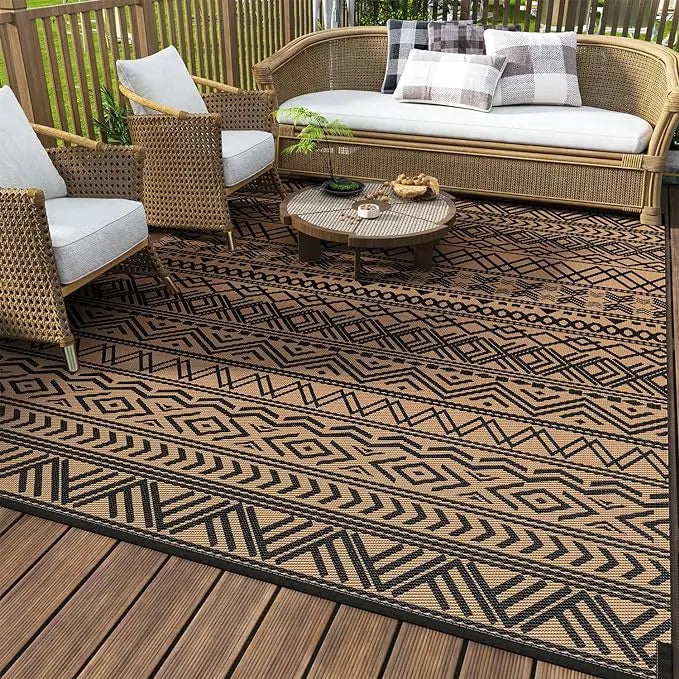 Outdoor Waterproof Round Reversible Patio Rug