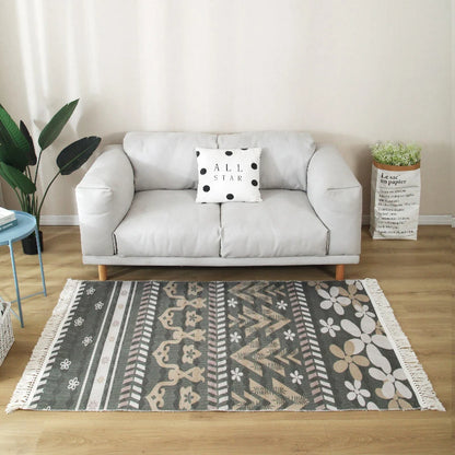 Nordic Rug for Living Room Cotton Linen Hand Woven BedroomTassel  Rug