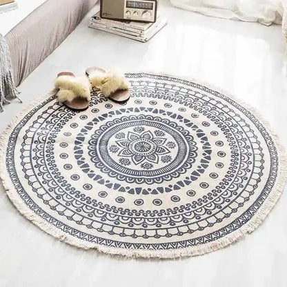 Mandala Round Nordic Bohemian Area Rugs Cotton Linen Tassels Rugs