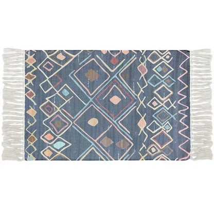 Nordic Cotton Washable And Linen Knit Ethnic Style Tassel Small Rug