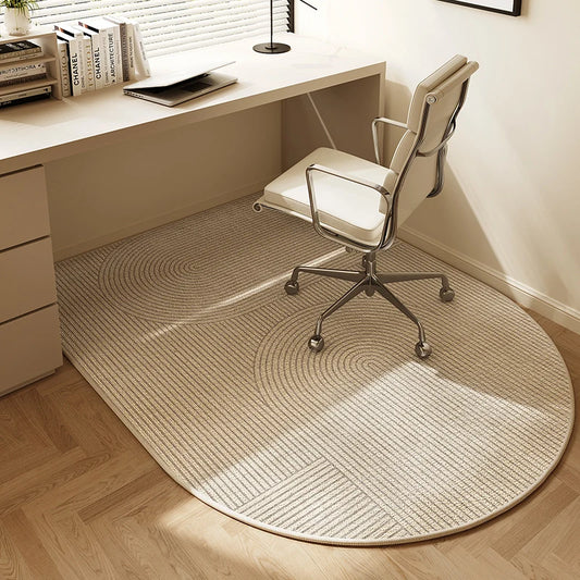 Study Chair Non-slip Beige Striped Rug TPR Bottom Area Rugs