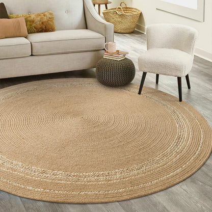 Natural Jute Hand Woven Rug Home Decoration Soft Wear Resistant Rug