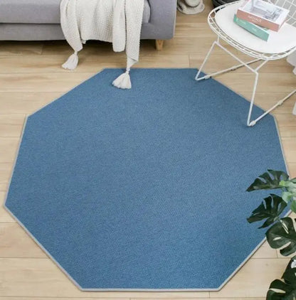 Japanese Octagon Round Rug Cotton Linen Woven Area Rug