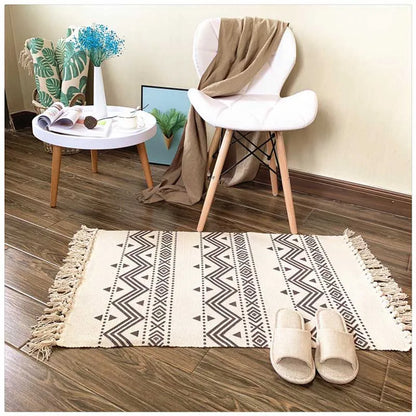 Cotton Tassel Home Weave Welcome Foot Pad Bedroom Study Room Floor Rug