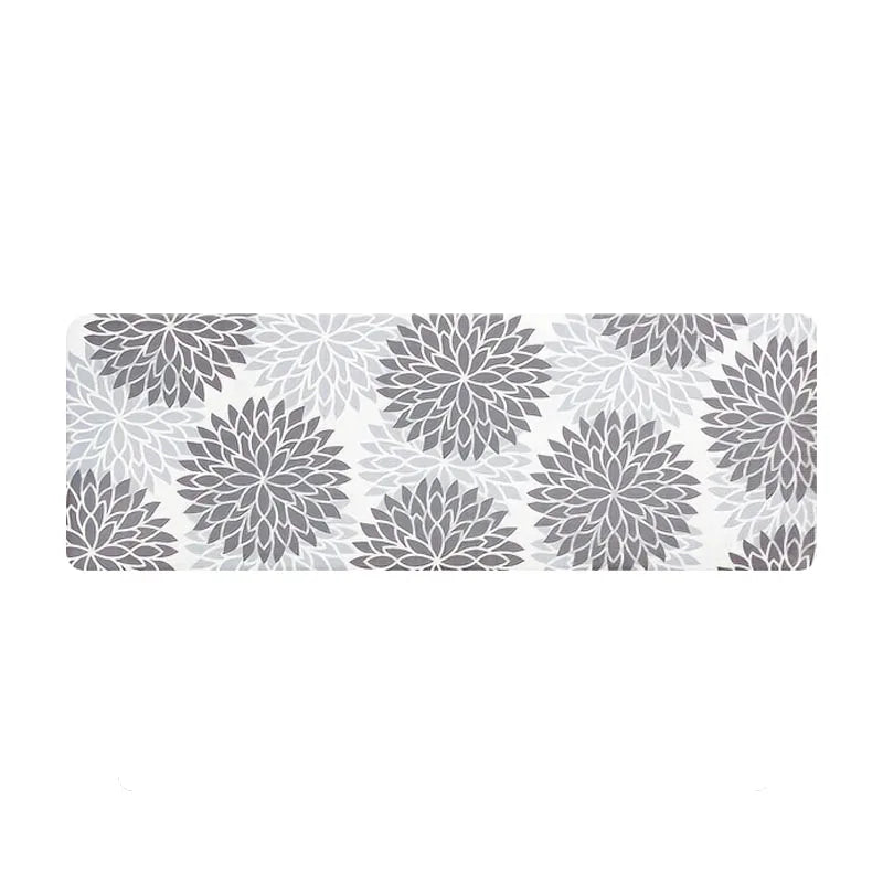 Grey print kitchen rug non-slip machine washable flannel rug