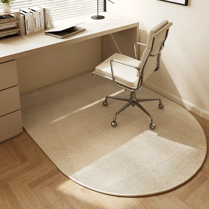 Study Chair Non-slip Beige Striped Rug TPR Bottom Area Rugs