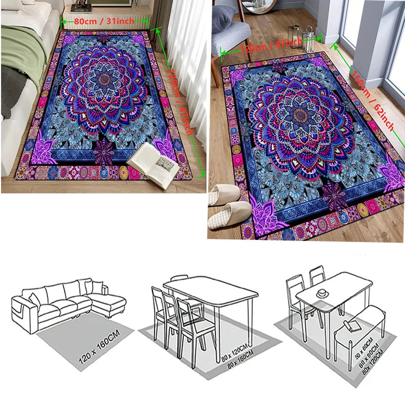 Geometric Pattern Large Carpet Wrinkle Resistant Non-slip Soft Rug