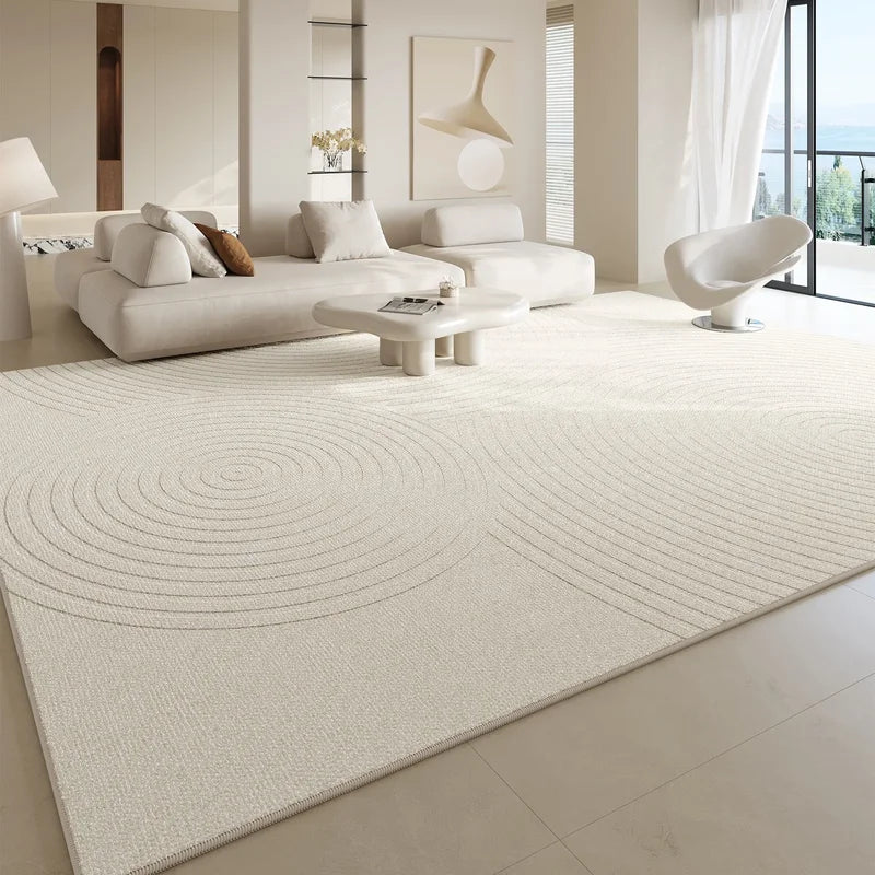 Minimalist Cream Carpet Artistic Lines Living Room Carpet