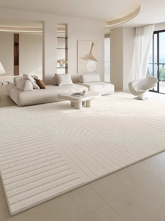 Minimalist Cream Carpet Artistic Lines Living Room Carpet