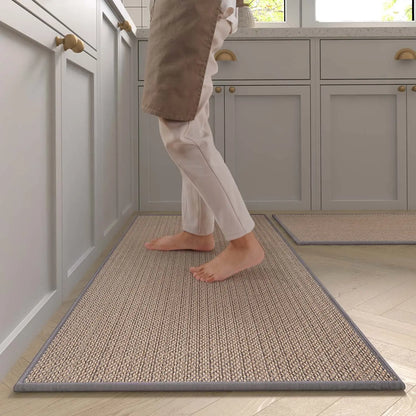 Washable Non-slip Kitchen Rug Faux Sisal Running Rug