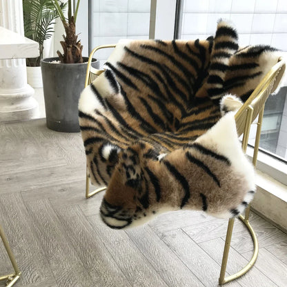 Soft Fluffy Tiger Faux Fur Hide Printed Animal Skins Area Rug