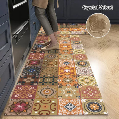 Kitchen Rug Absorbent Printed Non-slip Hallway Long Rug