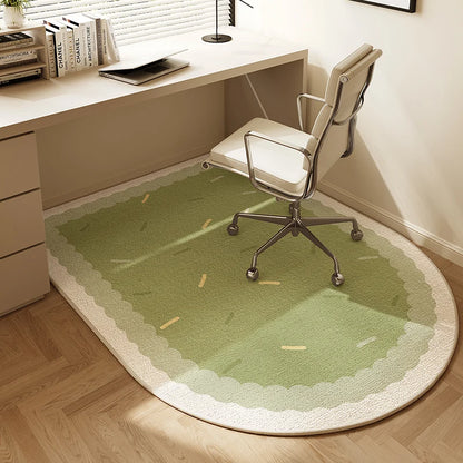 Study Chair Non-slip Beige Striped Rug TPR Bottom Area Rugs