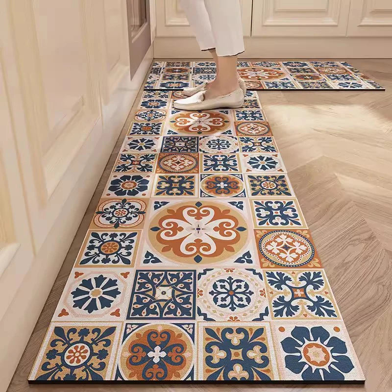 Kitchen Rug Absorbent Printed Non-slip Hallway Long Rug