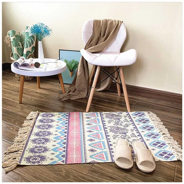 Cotton Tassel Home Weave Welcome Foot Pad Bedroom Study Room Floor Rug