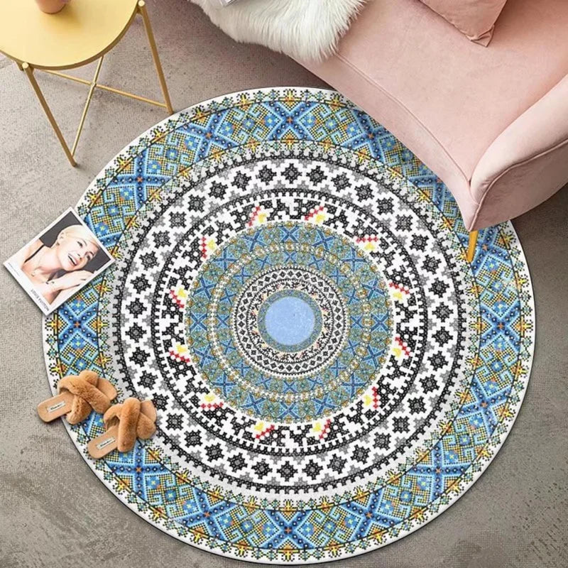 Crystal Pile Carpet Round Vintage Ethnic Style B&B Hotel Rug