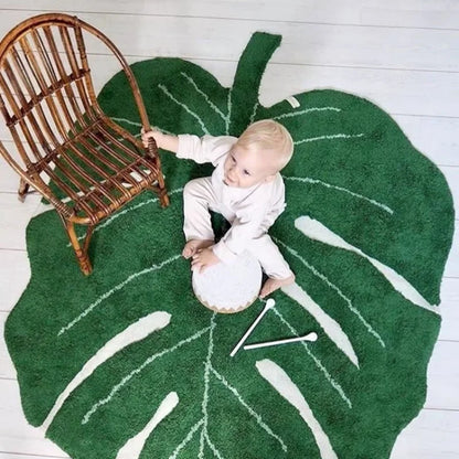 Creative Ins Leaf Rug Washable Study Irregular Decoration Plush Carpet