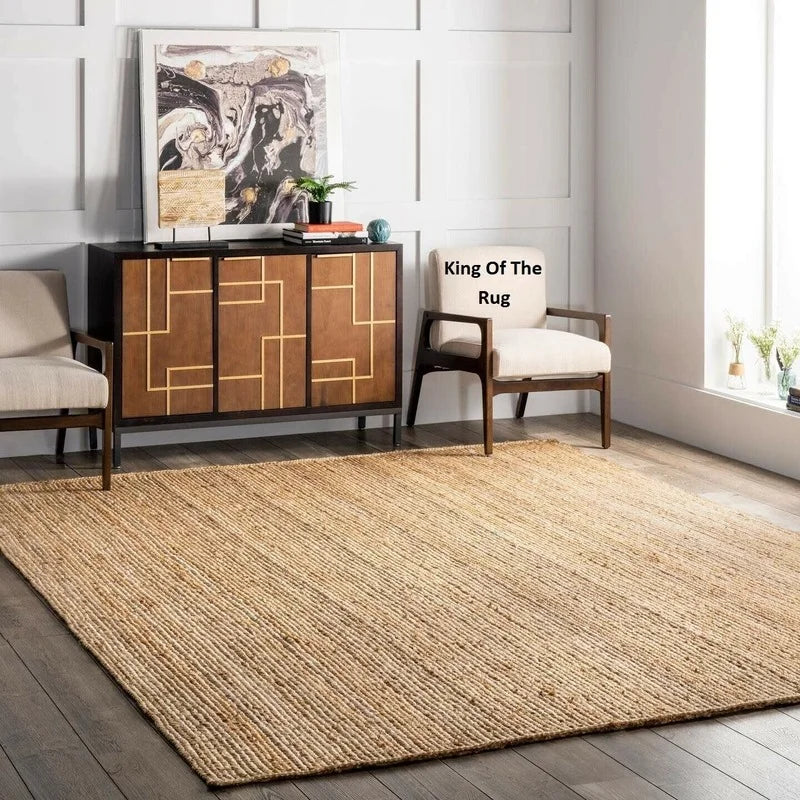 Jute Rectangle Natural Handmade Rustic Look Braided Style Rug