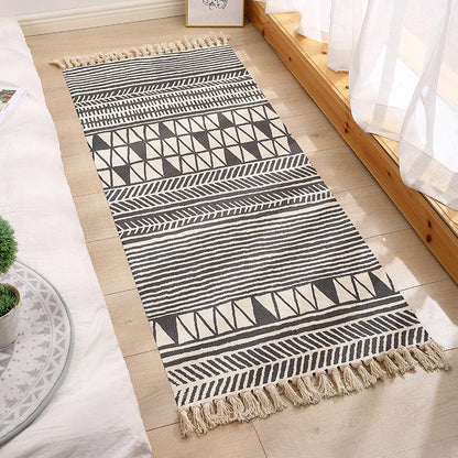 Handmade Cotton and Linen Tassel Ethnic Style Tassel Small Rug