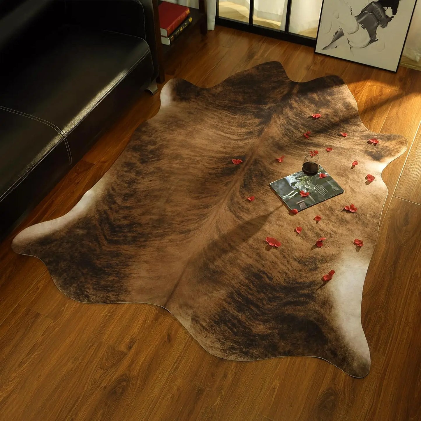 Premium Cow Retro Cow Hide Rug Animal Ultra-Thin Faux Cowhide Rug