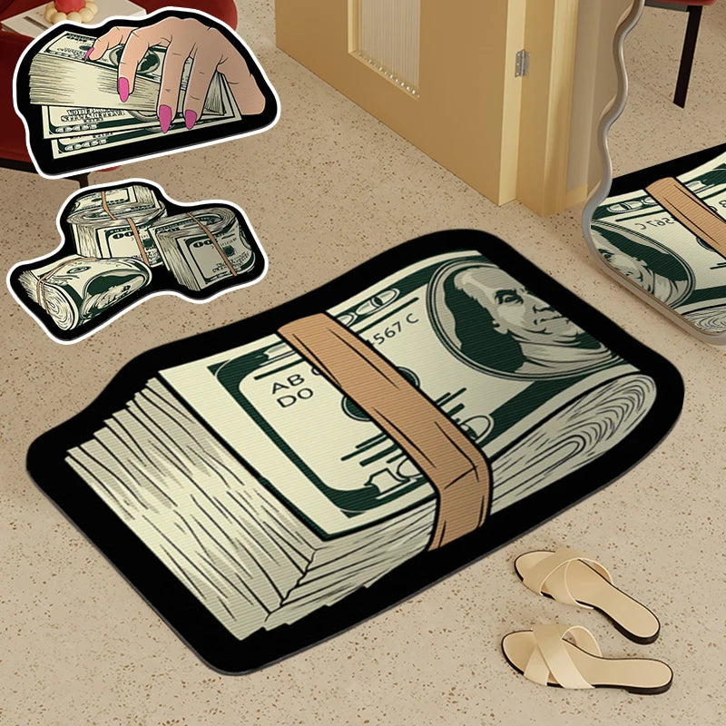 Money Cash Door Mat Creative Bath Mat Livingroom Floor Carpet