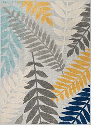 Modern Tropical Leaves Carpet for Patio Non-slip Decoration Rug