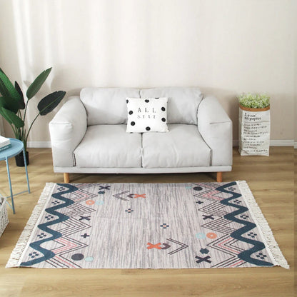 Nordic Rug for Living Room Cotton Linen Hand Woven BedroomTassel  Rug