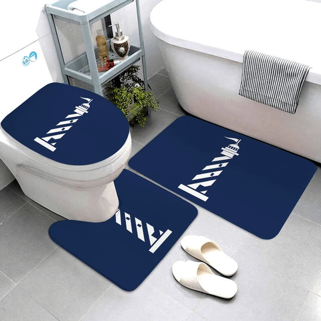 dark blue nautical series bathroom mat three-piece bathroom mat