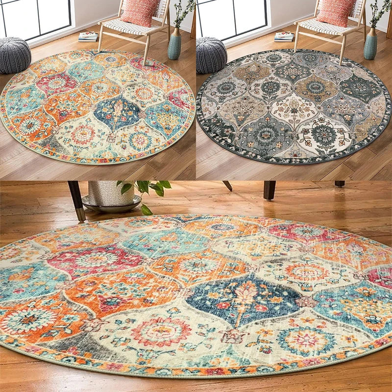 Bohemian Round Carpet for Living Room Anti Slip Super Soft Area Rug