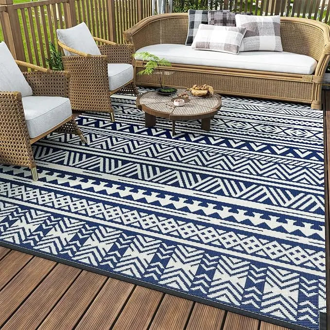 Outdoor Waterproof Round Reversible Patio Rug