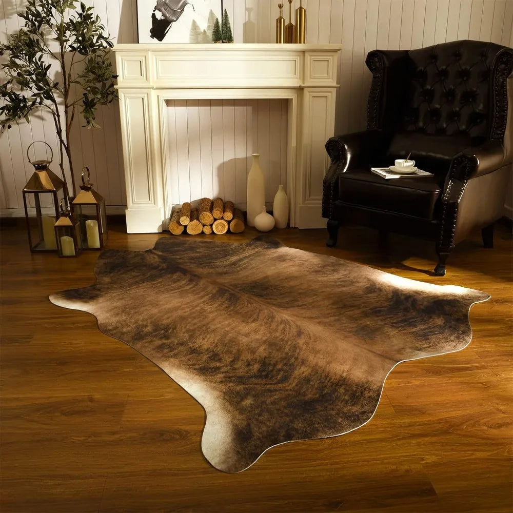 Premium Cow Retro Cow Hide Rug Animal Ultra-Thin Faux Cowhide Rug