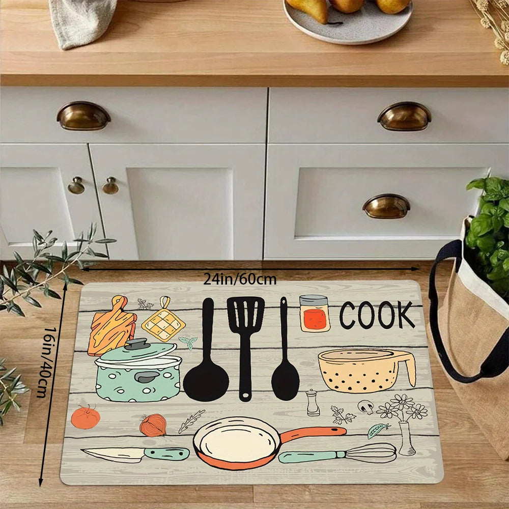 Cartoon knife and fork kitchen waterproof door home decoration Rug