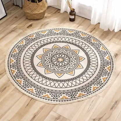 Mandala Round Nordic Bohemian Area Rugs Cotton Linen Tassels Rugs