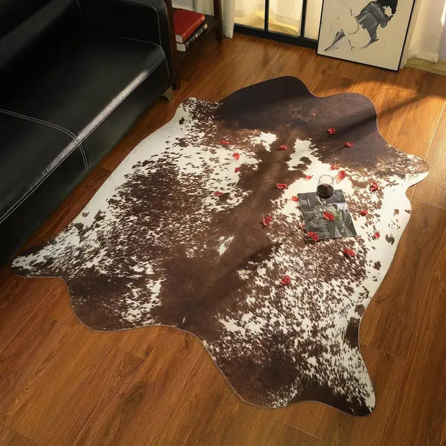 Premium Cow Retro Cow Hide Rug Animal Ultra-Thin Faux Cowhide Rug