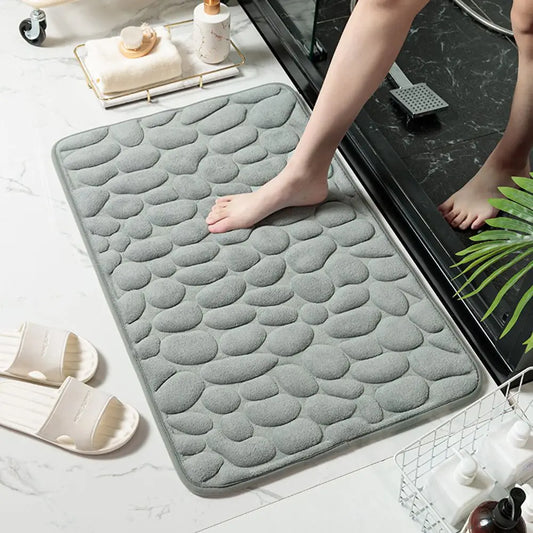 Cobblestone Embossed Bath Mat Non-slip Water Absorption Washable Mat